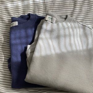 aerie Waffle Knit Sweatshirts in Light Gray and Blue